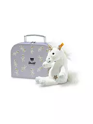 STEIFF | Peluche Unica Unicornio Colgante en Maleta 20cm | Blanco
