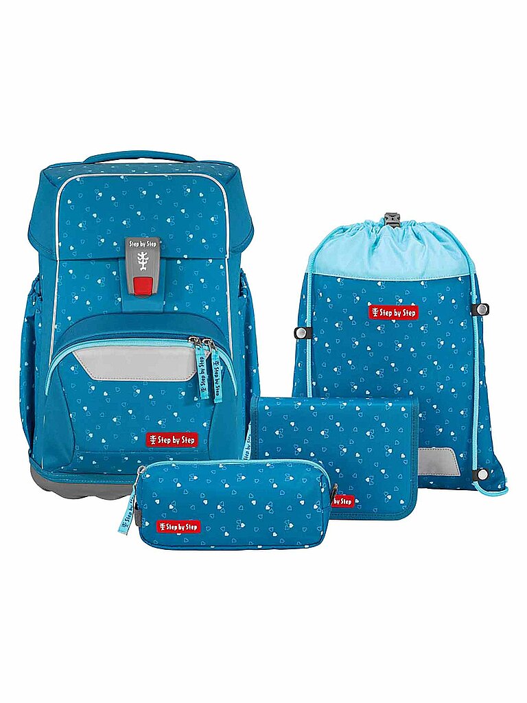 Step by Step Set de mochila escolar de 4 piezas BASIS Blue Hearts