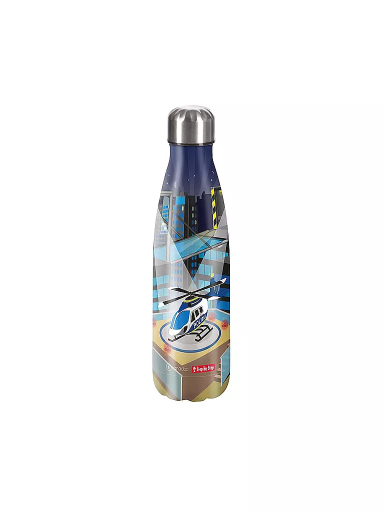 STEP BY STEP | Botella de agua de acero inoxidable - Helicopter Sam 0,5L | Azul oscuro