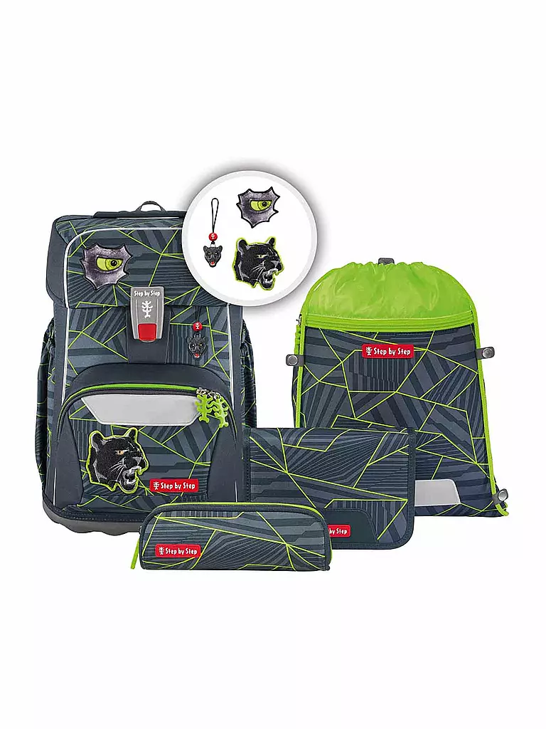 STEP BY STEP | Schultaschen Set 5tlg GIANT Dark Cat Chiko  | Negro