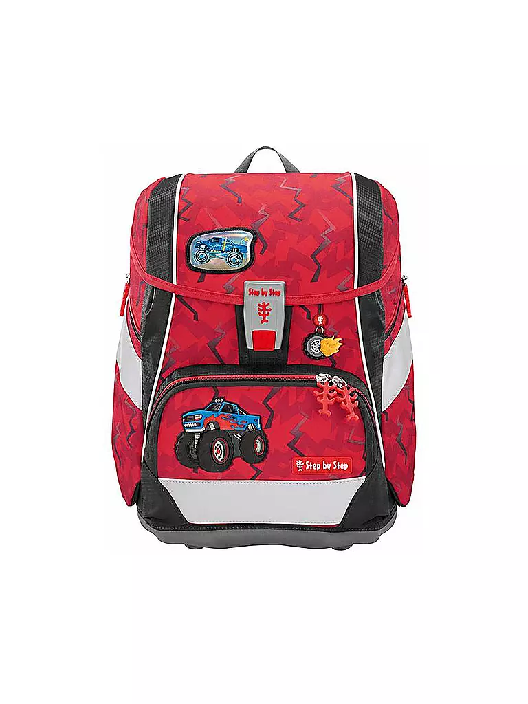 STEP BY STEP | Set de mochila escolar 2en1 Plus Monster Trucker Rocky | Rojo