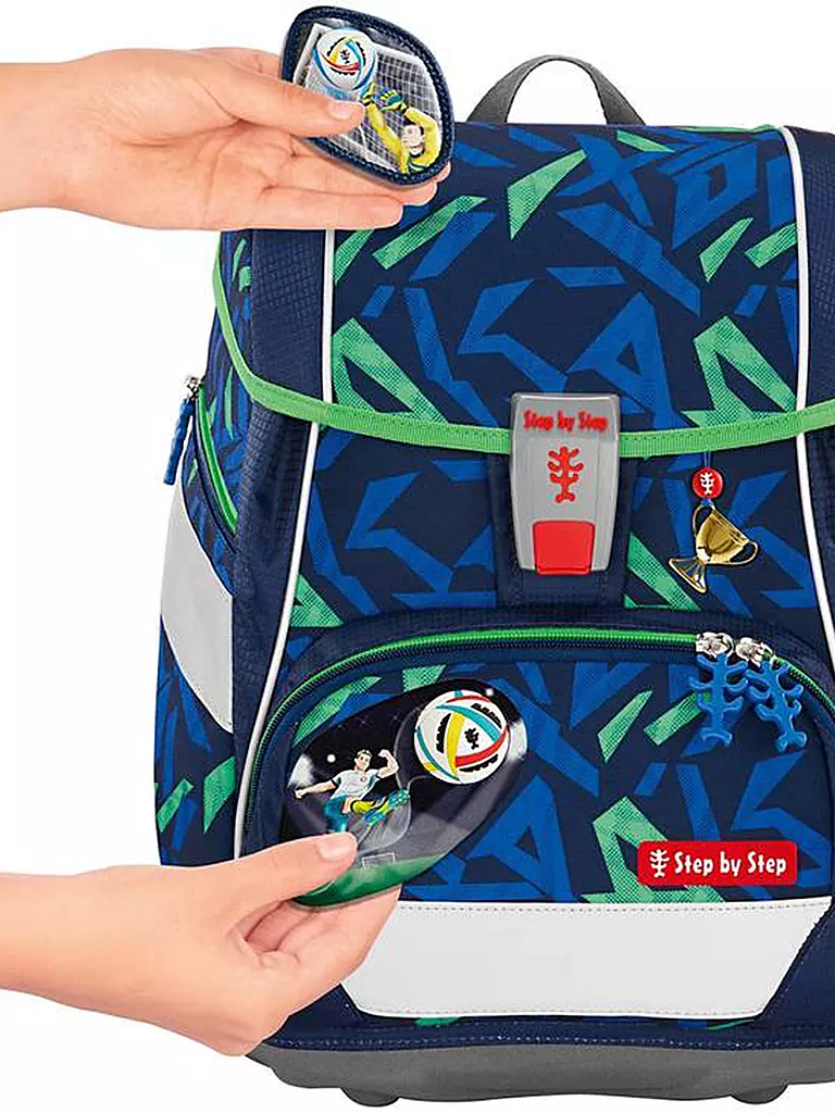 STEP BY STEP | Set de mochila escolar 2en1 Plus Soccer Ben | Azul oscuro