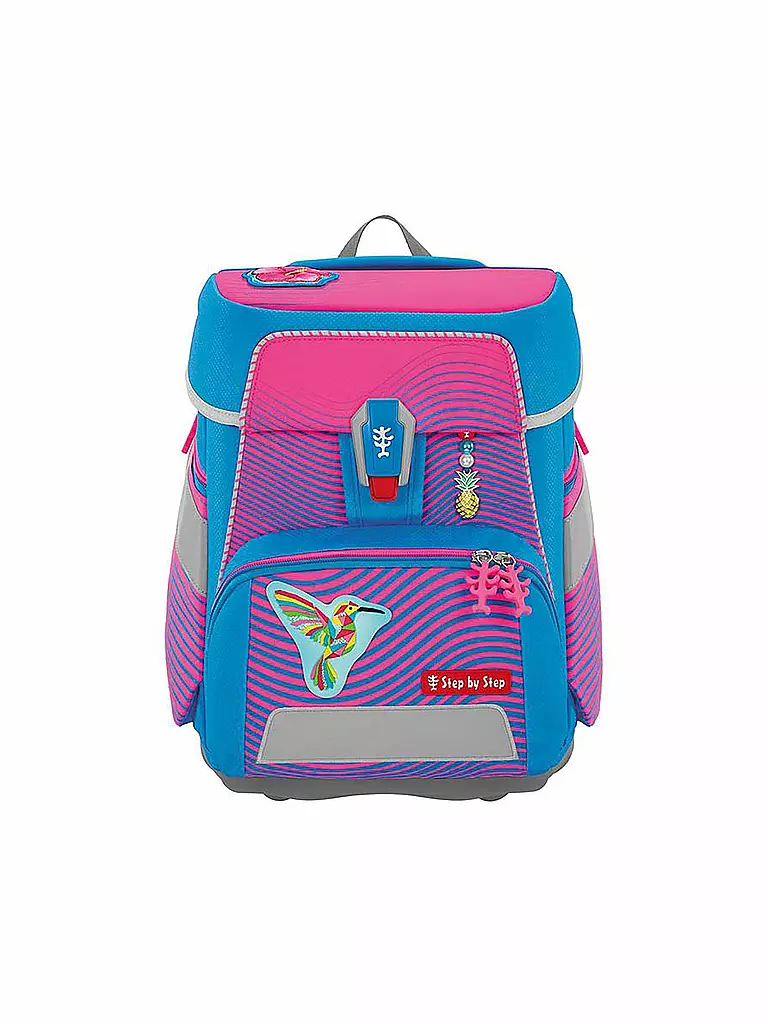 STEP BY STEP | Set de mochila escolar 5 piezas SPACE Neon Kolibri Kaja | Fucsia