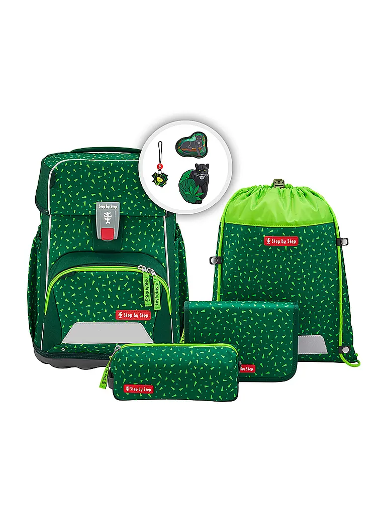 STEP BY STEP | Set de mochila escolar BASIS Green Graphics | Verde oscuro