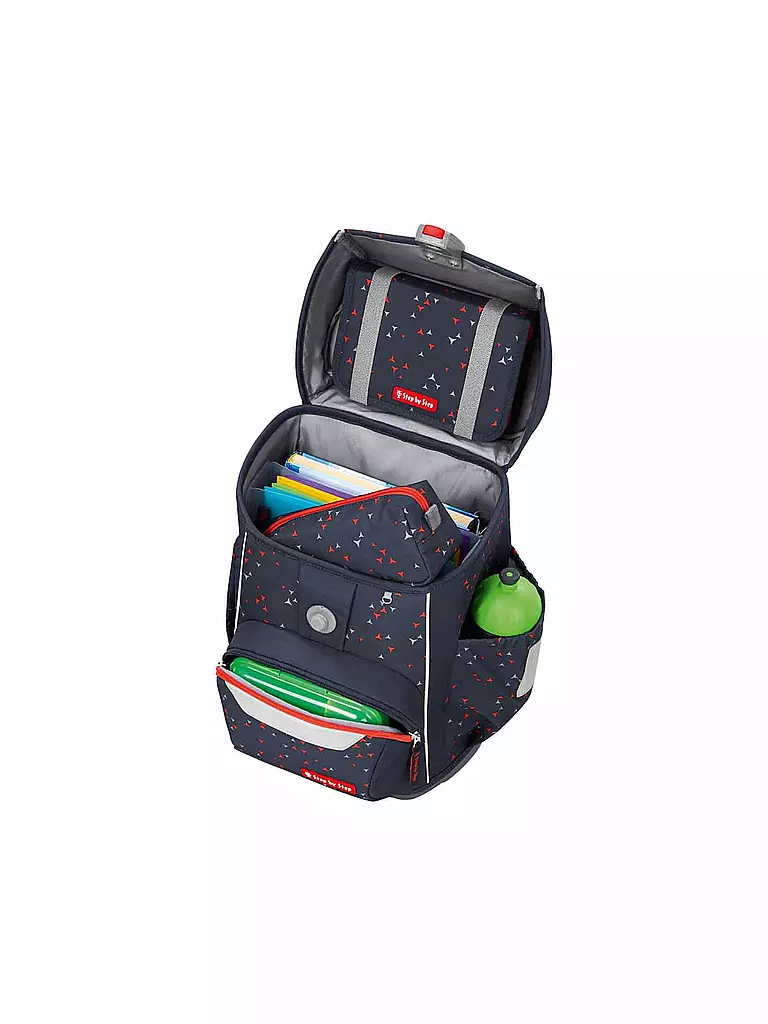 STEP BY STEP | Set de mochila escolar de 4 piezas BASIS Antracita Triángulos | Gris