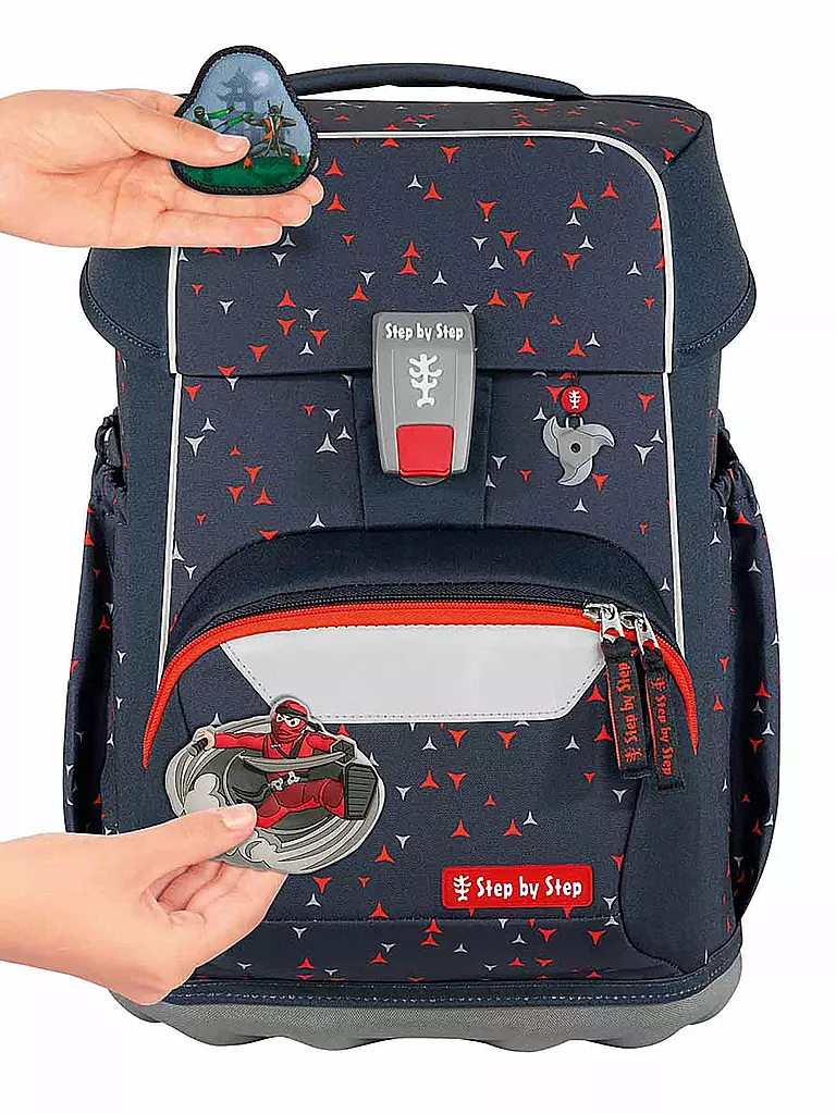 STEP BY STEP | Set de mochila escolar de 4 piezas BASIS Antracita Triángulos | Gris