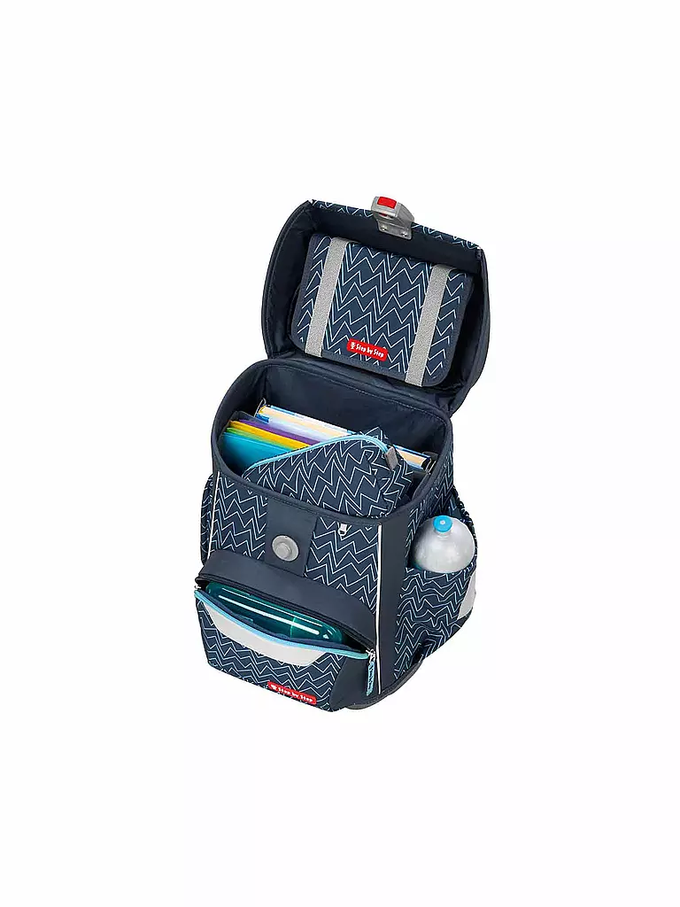 STEP BY STEP | Set de mochila escolar de 4 piezas BASIS Blue Lines |