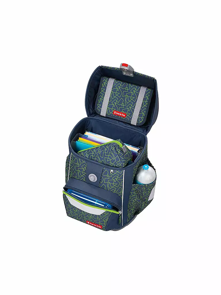 STEP BY STEP | Set de mochila escolar de 4 piezas BASIS Green Geometric | Verde