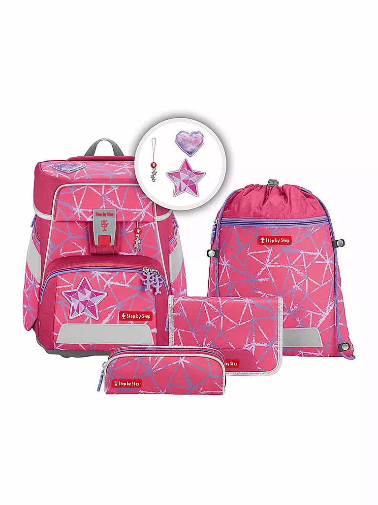 STEP BY STEP | Set de mochila escolar de 5 piezas - Space Star Stella | Fucsia
