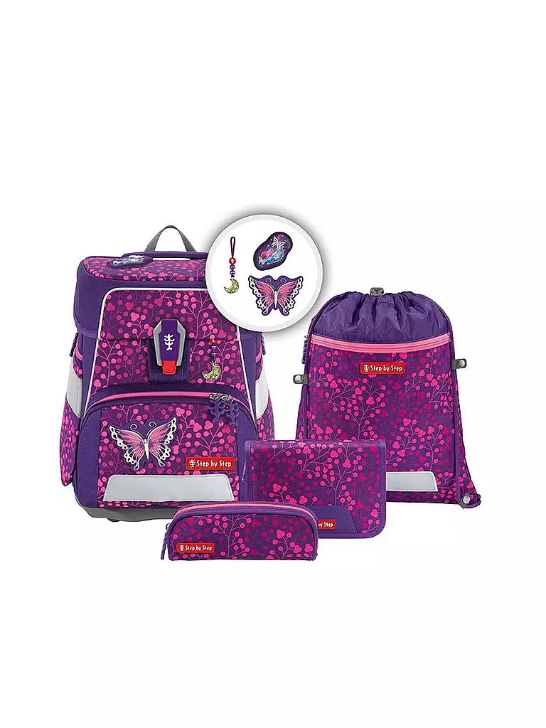STEP BY STEP | Set de mochila escolar de 5 piezas SPACE Shine Butterfly Night Ina | Baya