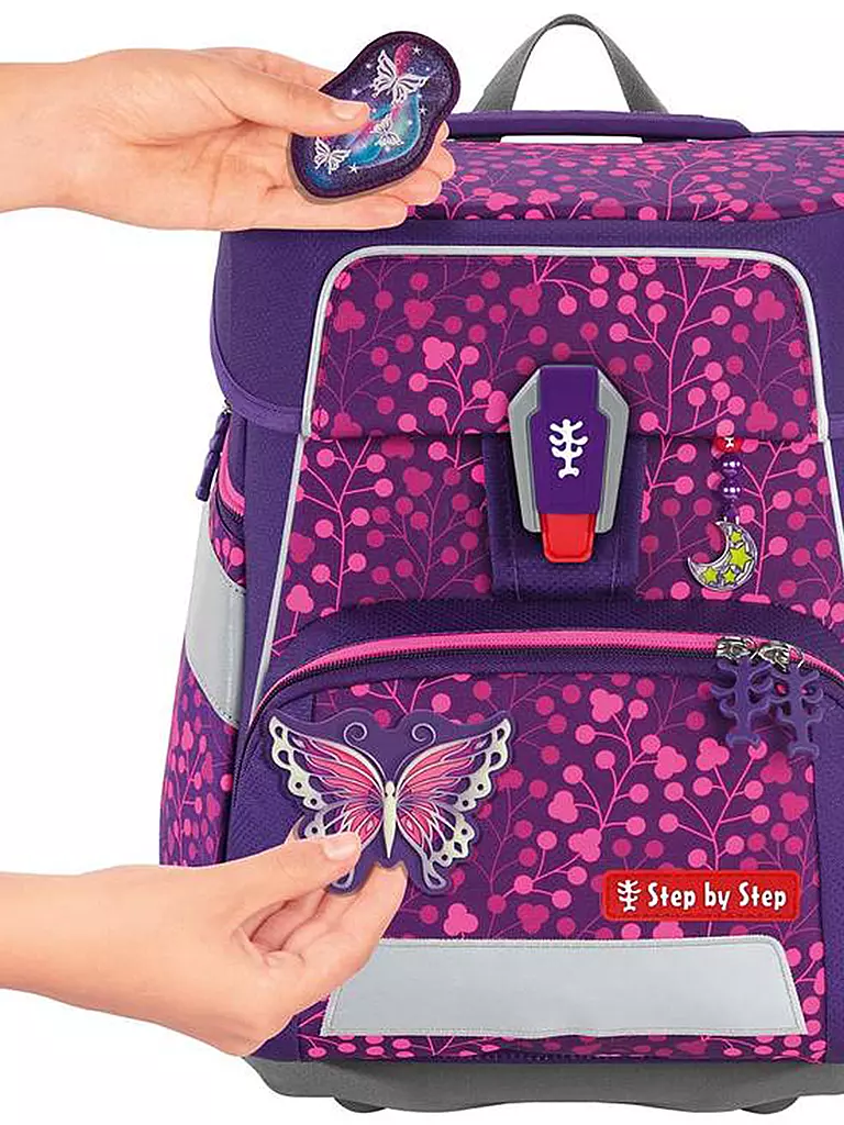 STEP BY STEP | Set de mochila escolar de 5 piezas SPACE Shine Butterfly Night Ina | Baya