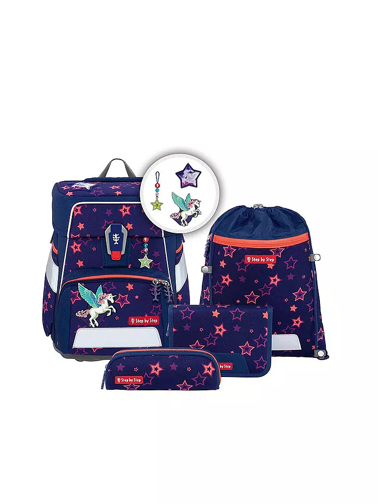 STEP BY STEP | Set de mochila escolar de 5 piezas SPACE Shine Pegasus Night Nuala | Lila