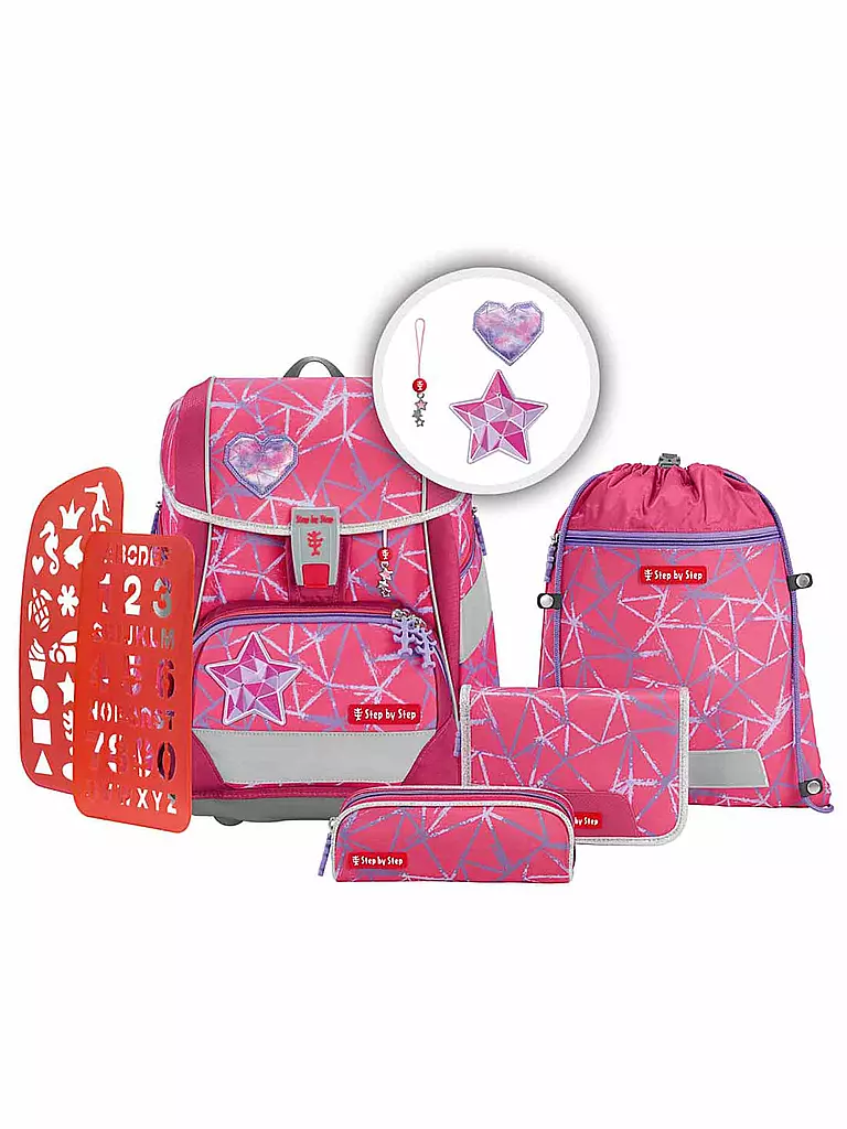 STEP BY STEP | Set de mochila escolar de 6 piezas - 2en1 Plus Star Stella | Fucsia