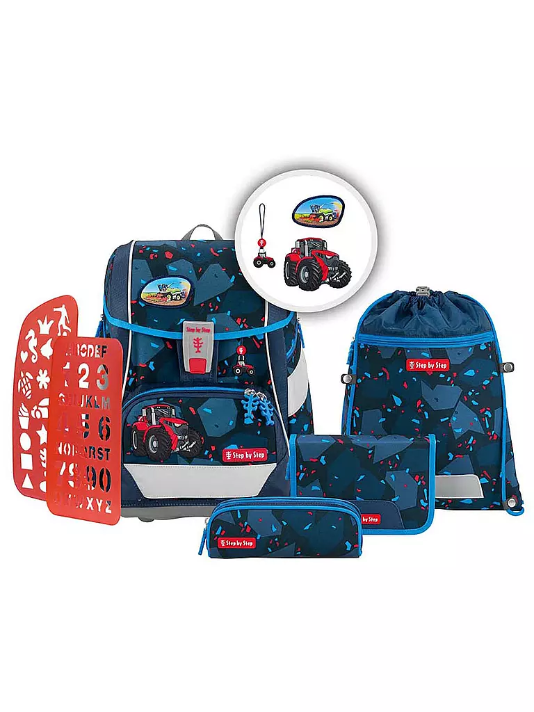 STEP BY STEP | Set de mochila escolar de 6 piezas - 2en1 Plus Tractor Freddy | Negro