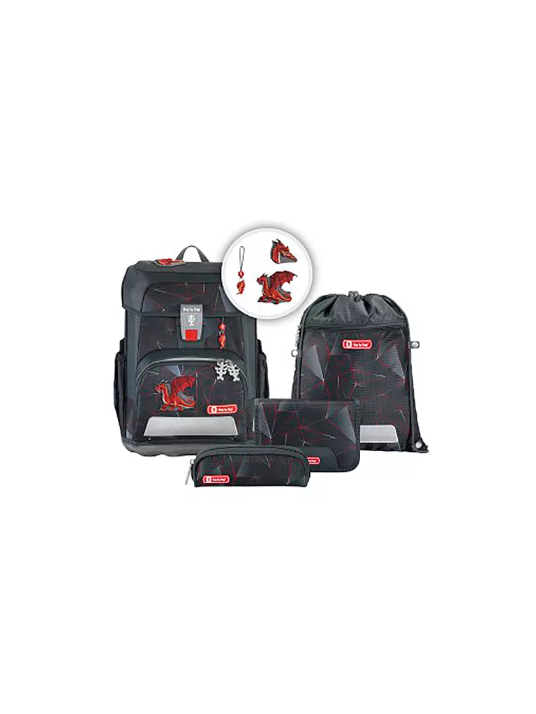 STEP BY STEP | Set de mochilas escolares 5 piezas CLOUD Dragon Drako | Negro