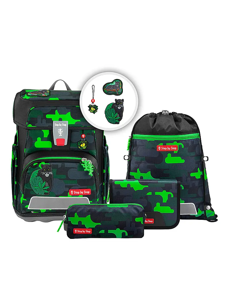 STEP BY STEP | Set de mochilas escolares de 5 piezas CLOUD Black Cat Chiko | Negro