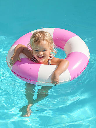 SUNNYLIFE | Anillo de piscina inflable mini para niños - Rayas magenta para fiesta en la piscina