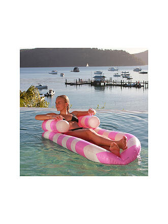 SUNNYLIFE | Laze & Lounge Flotador - Fiesta en la piscina con rayas magenta