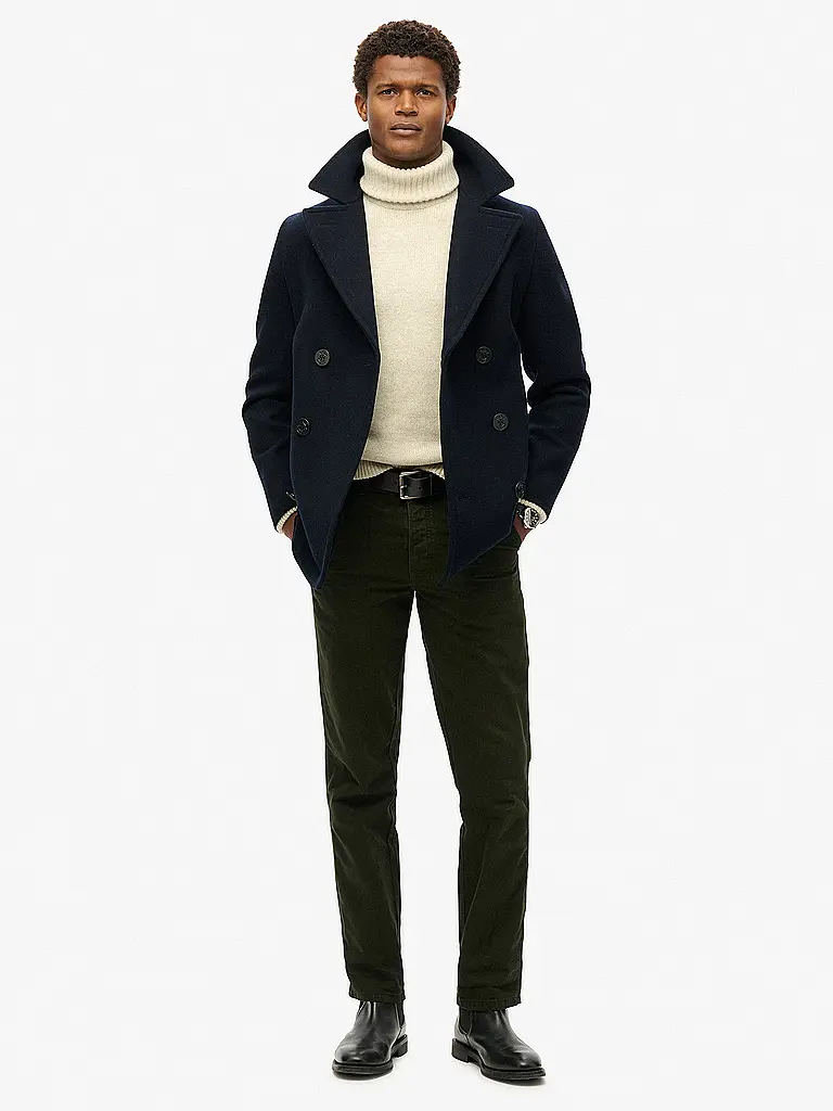 SUPERDRY | Abrigo de lana | Azul oscuro