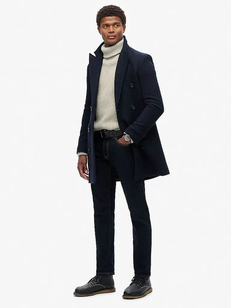 SUPERDRY | Abrigo de lana | Azul oscuro