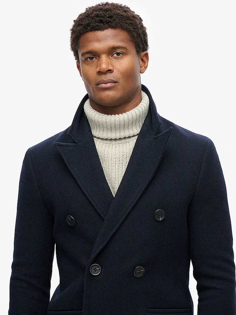 SUPERDRY | Abrigo de lana | Azul oscuro