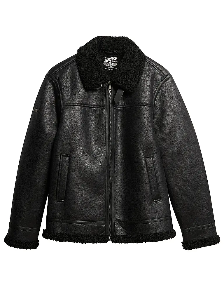 SUPERDRY | Blusón de imitación de cuero | Negro