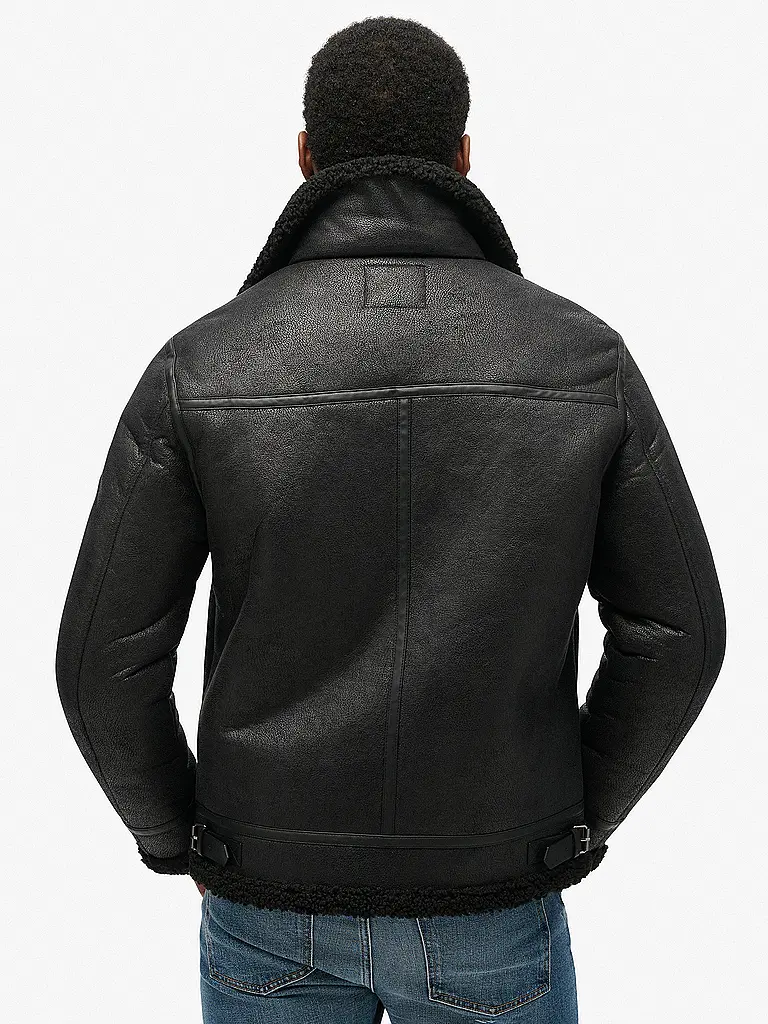 SUPERDRY | Blusón de imitación de cuero | Negro