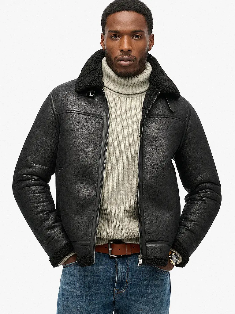 SUPERDRY | Blusón de imitación de cuero | Negro