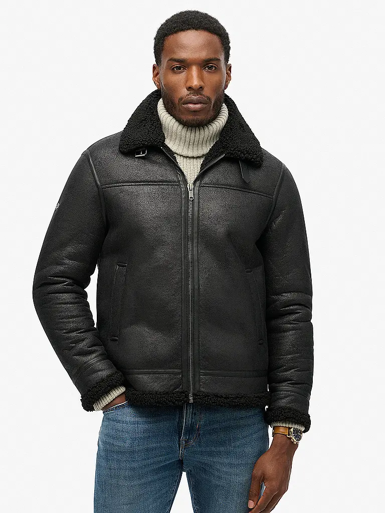 SUPERDRY | Blusón de imitación de cuero | Negro