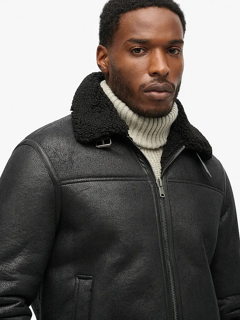SUPERDRY | Blusón de imitación de cuero | Negro