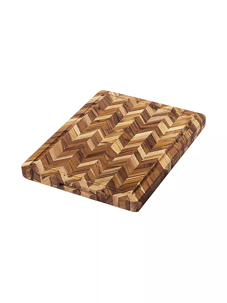 TEAKHAUS | Tabla de cortar Herringbone extra gruesa de 41x30,5cm de madera de teca | Marrón