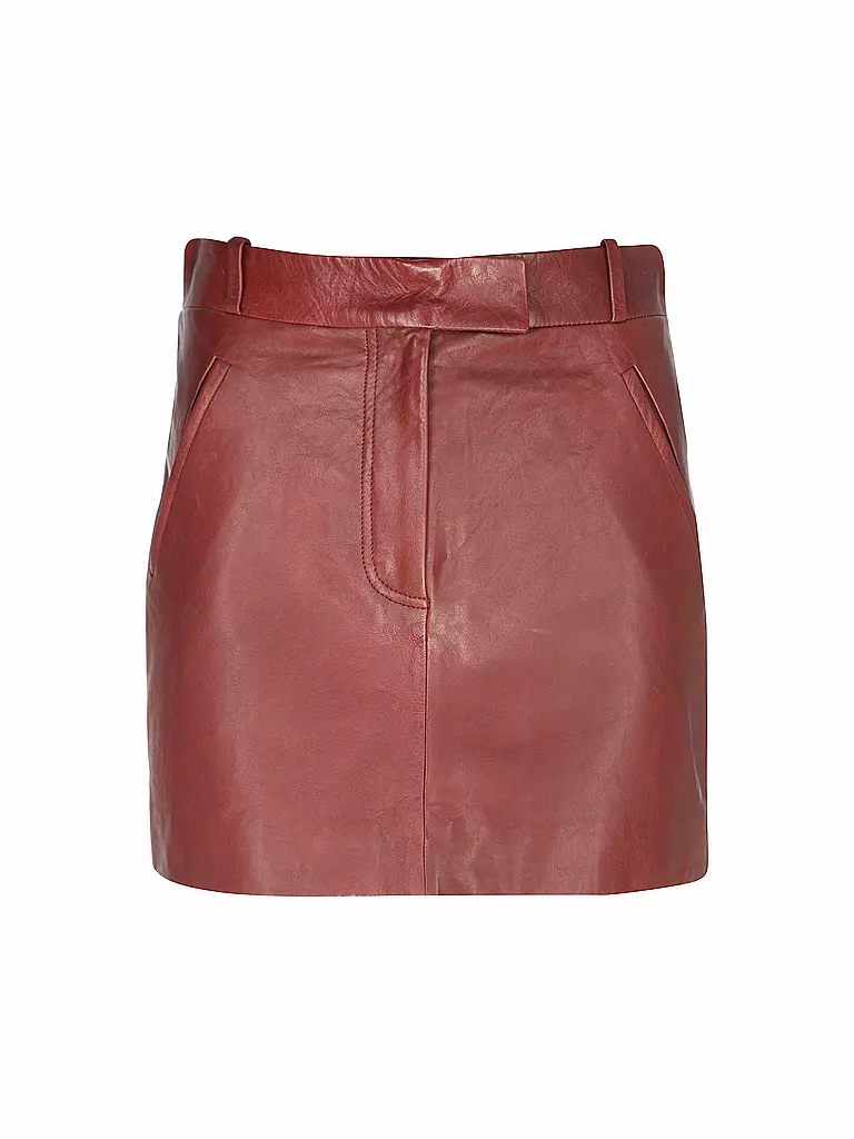 TELA | Minifalda de cuero | Rojo oscuro