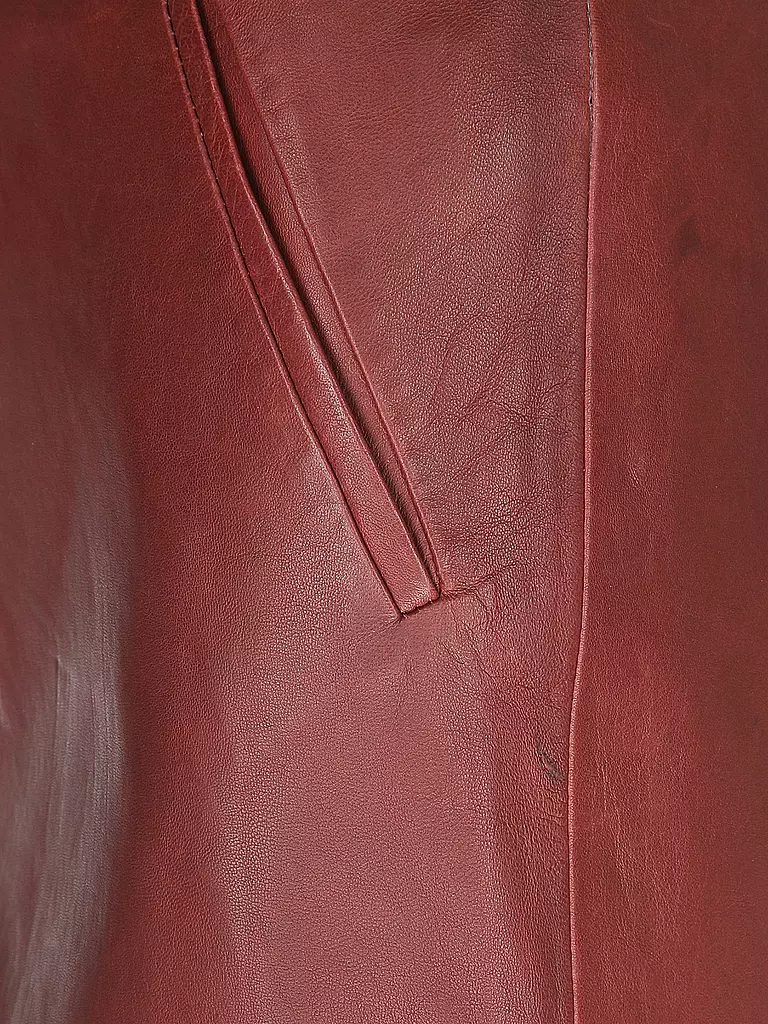 TELA | Minifalda de cuero | Rojo oscuro