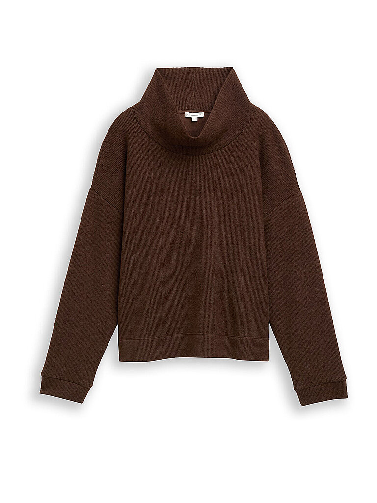 Tom Tailor Jersey de cuello alto marrón