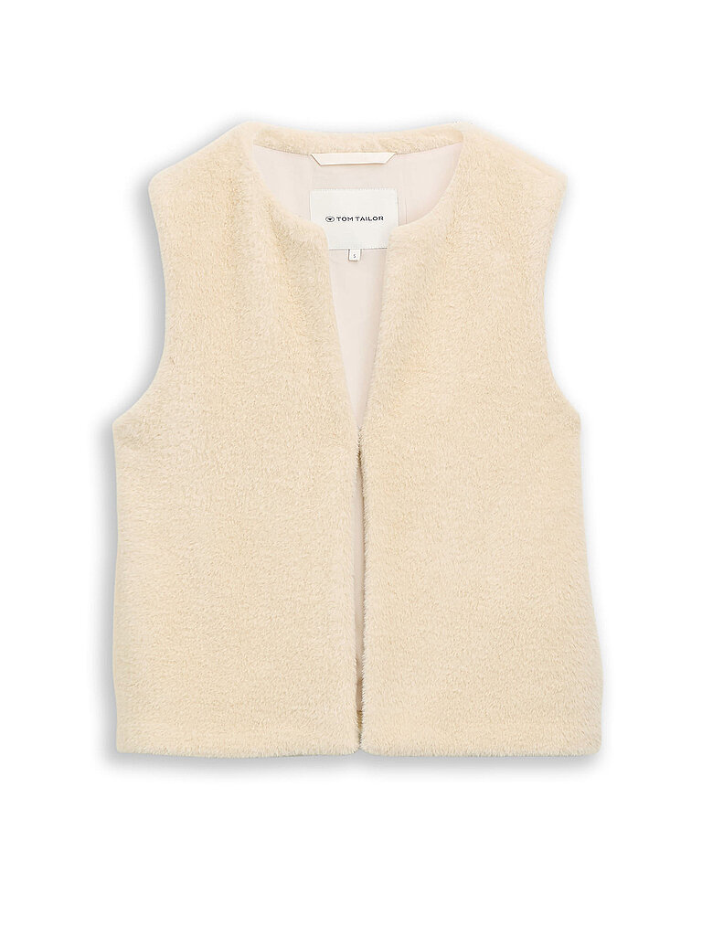 Tom Tailor Chaleco con aspecto de piel beige