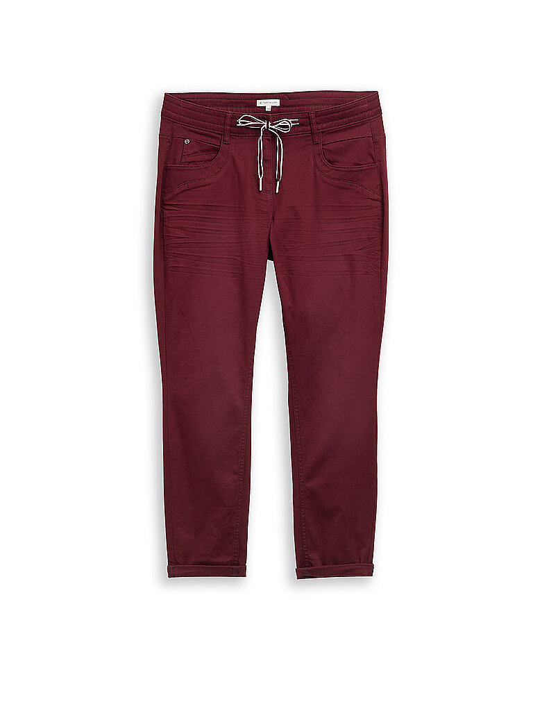 Tom Tailor Pantalón Tapered Relaxed Fit 7/8 rojo oscuro