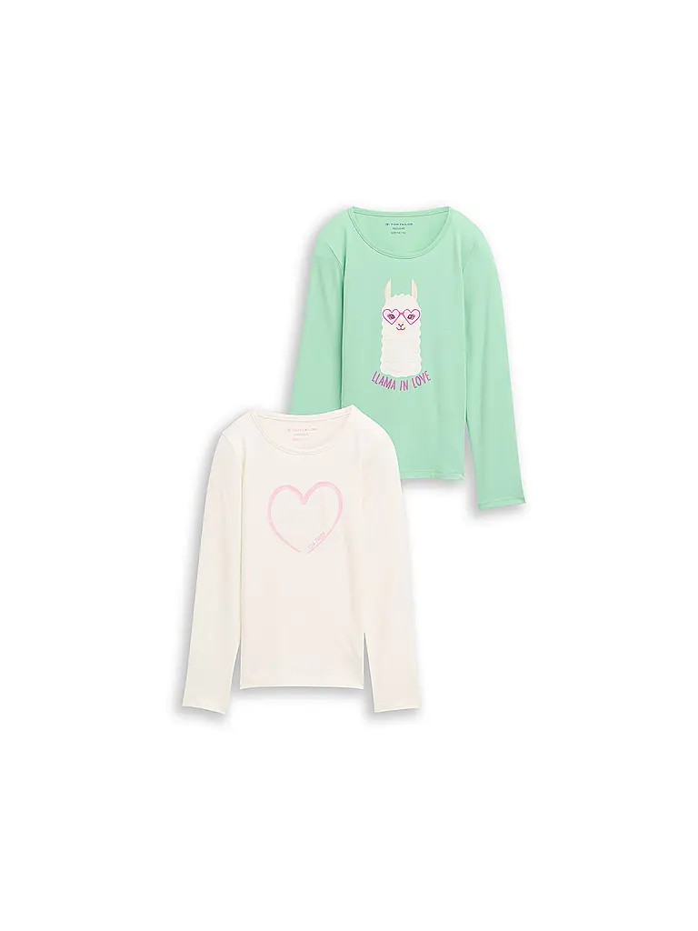 TOM TAILOR | Camiseta de manga larga para niña, paquete de 2 | Blanco