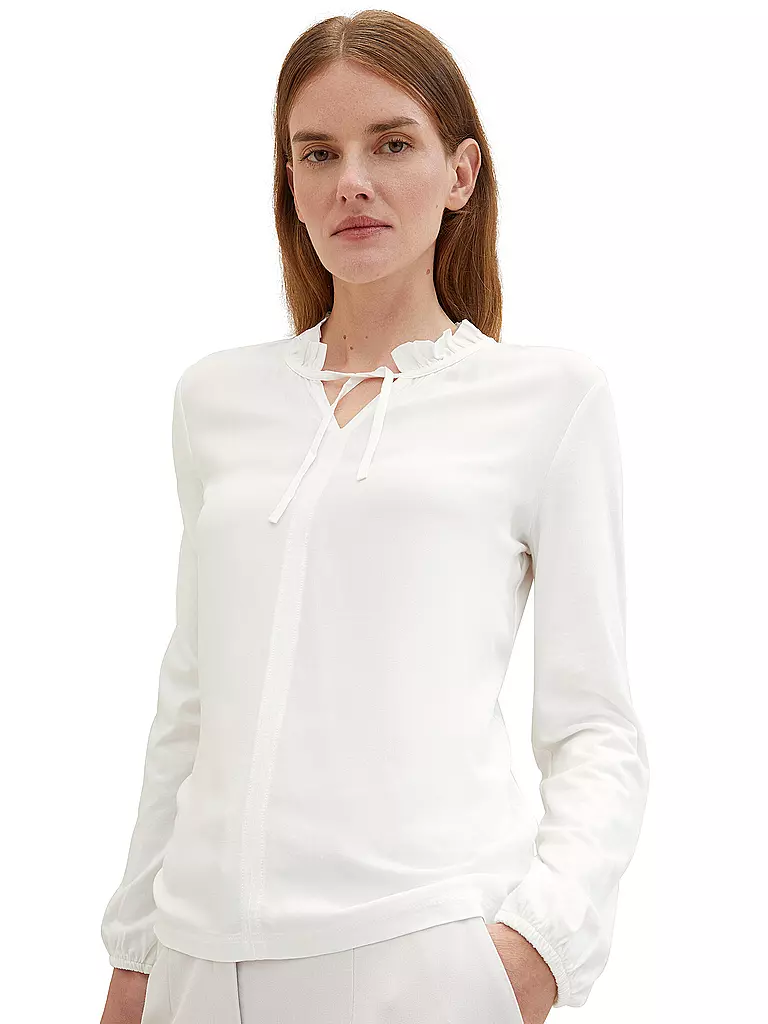 TOM TAILOR | Camiseta de manga larga | Blanco