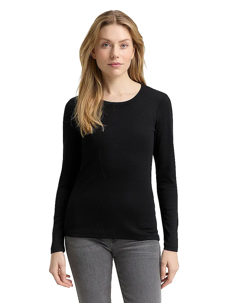 TOM TAILOR | Camiseta de manga larga | Negro