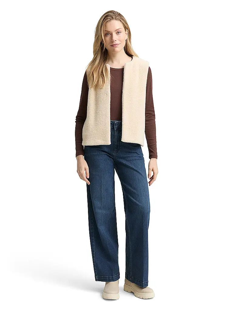 TOM TAILOR | Chaleco con aspecto de piel | Beige