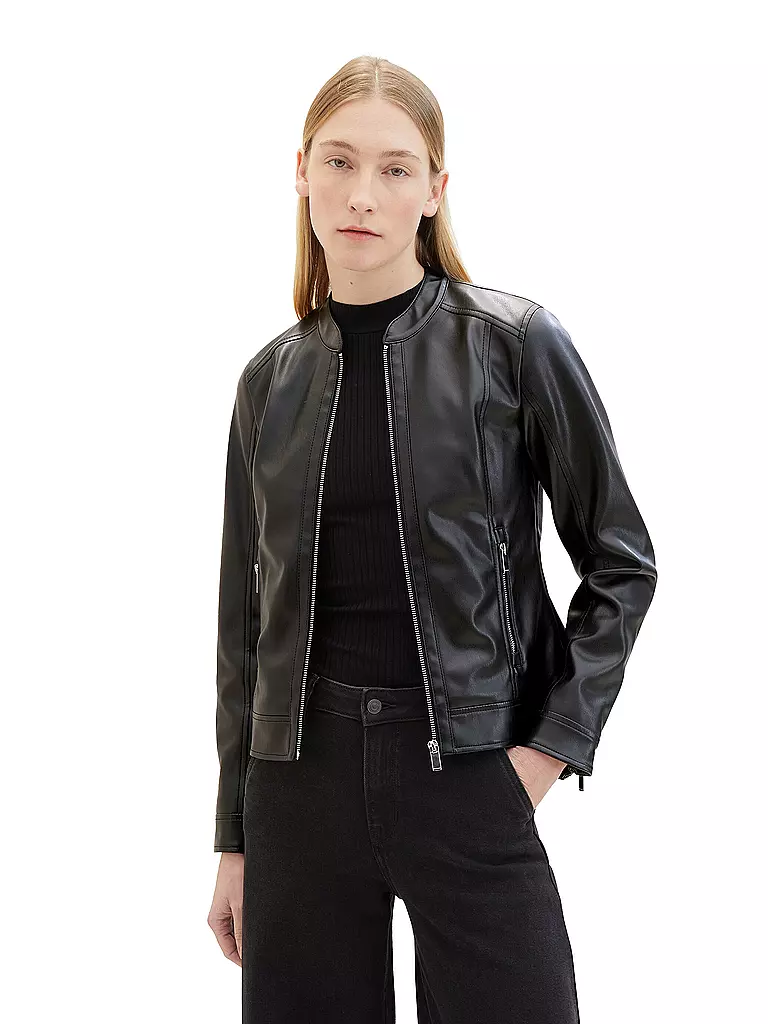 TOM TAILOR | Chaqueta de imitación de cuero | Negro