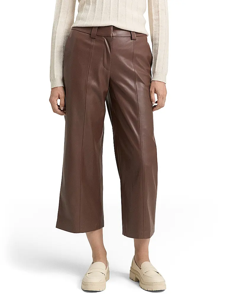 TOM TAILOR | Culotte con aspecto de cuero | Marrón