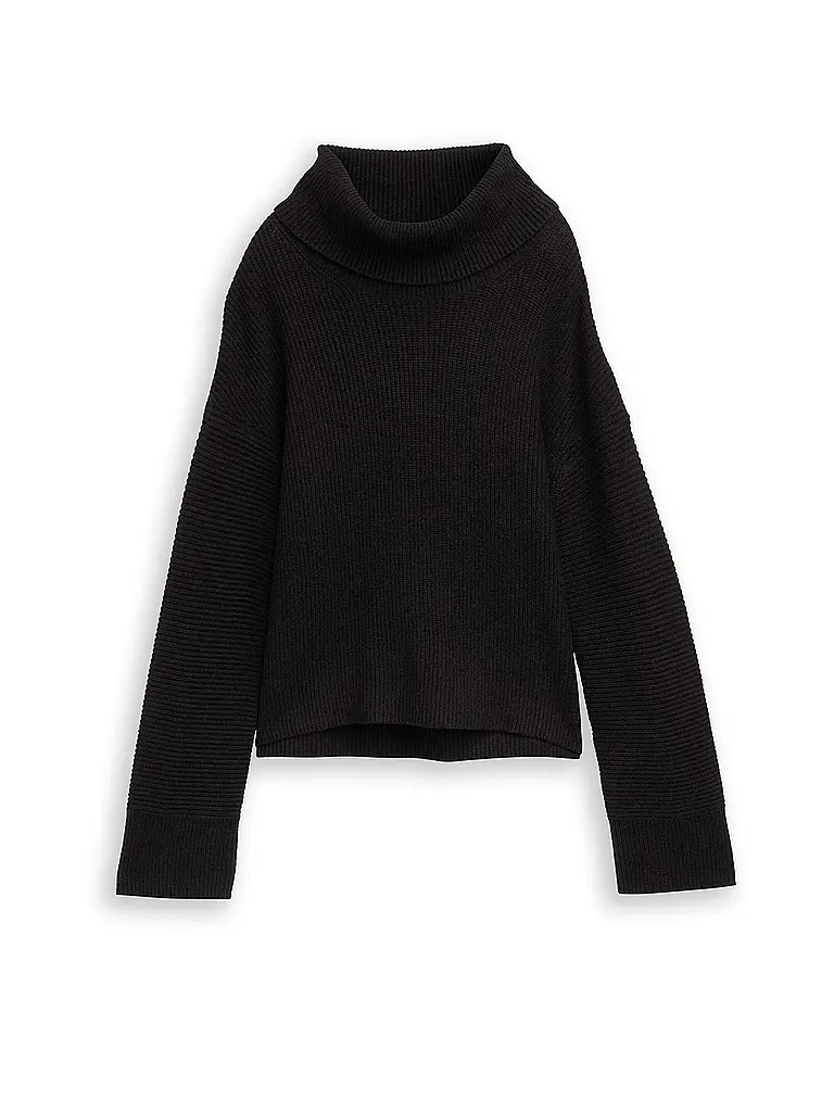 TOM TAILOR | Jersey de cuello alto corte oversized | Negro