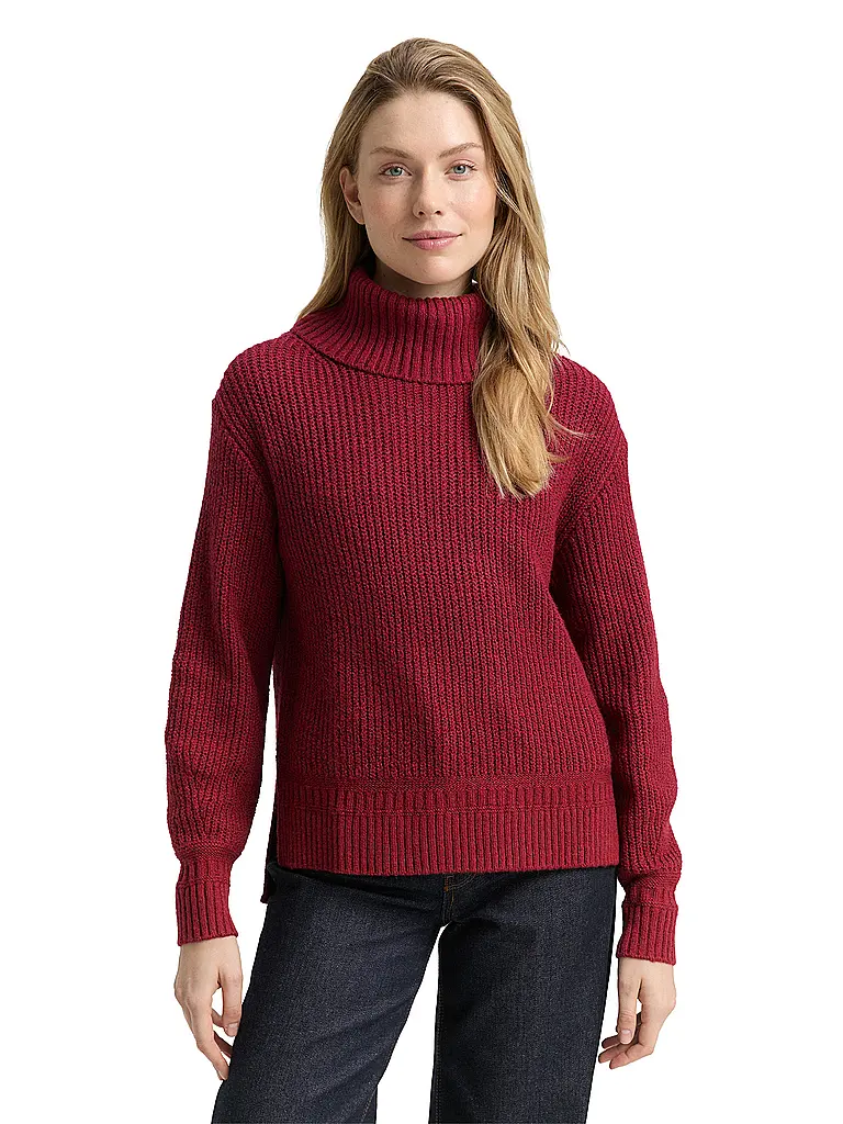 TOM TAILOR | Jersey de cuello alto | Rojo oscuro