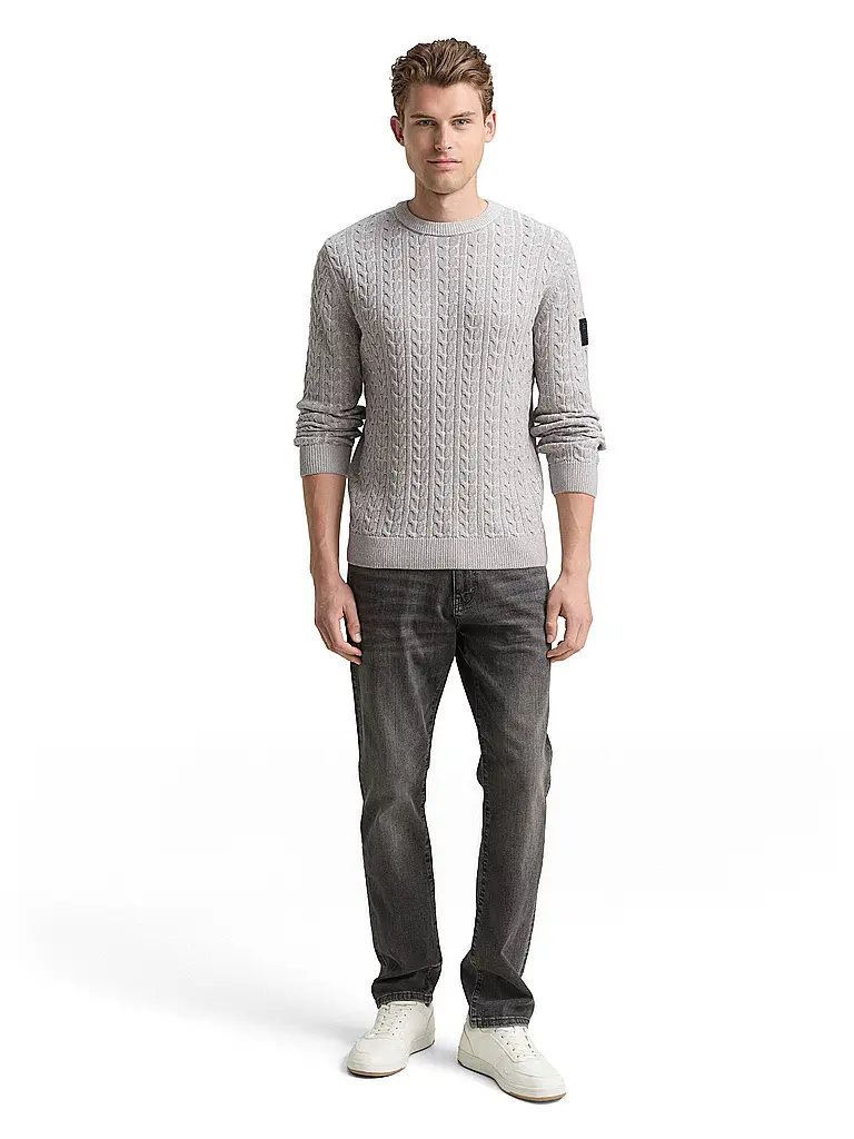 TOM TAILOR | Nombre del producto: Jersey
Marca: TOM TAILOR
Color: gris
Categorías: Moda, Hombre

Largo de manga: Manga larga
Escote: Cuello redondo
Material: Punto
Diseño: Liso
Corte (Prenda superior): Regular
Estilo: Casual
Detalles: Punto trenzado | Gris