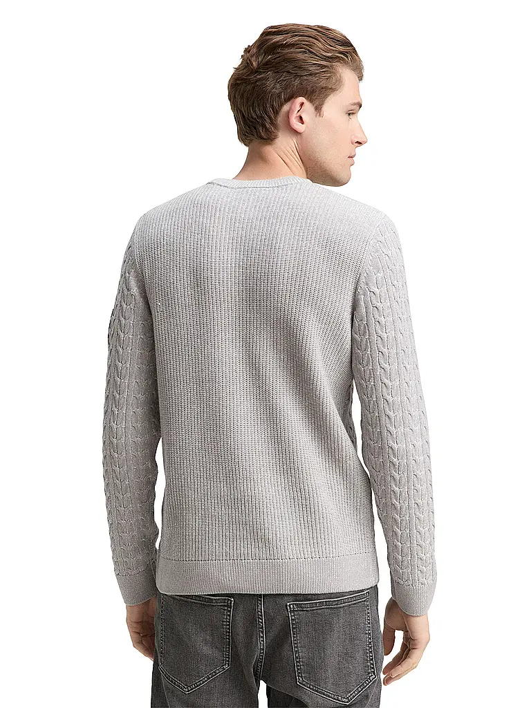 TOM TAILOR | Nombre del producto: Jersey
Marca: TOM TAILOR
Color: gris
Categorías: Moda, Hombre

Largo de manga: Manga larga
Escote: Cuello redondo
Material: Punto
Diseño: Liso
Corte (Prenda superior): Regular
Estilo: Casual
Detalles: Punto trenzado | Gris