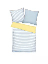 TOM TAILOR | Perkal Bettwäsche Streifen 70x90cm  / 140x200cm Light Lemon/Sky Blue  | Amarillo