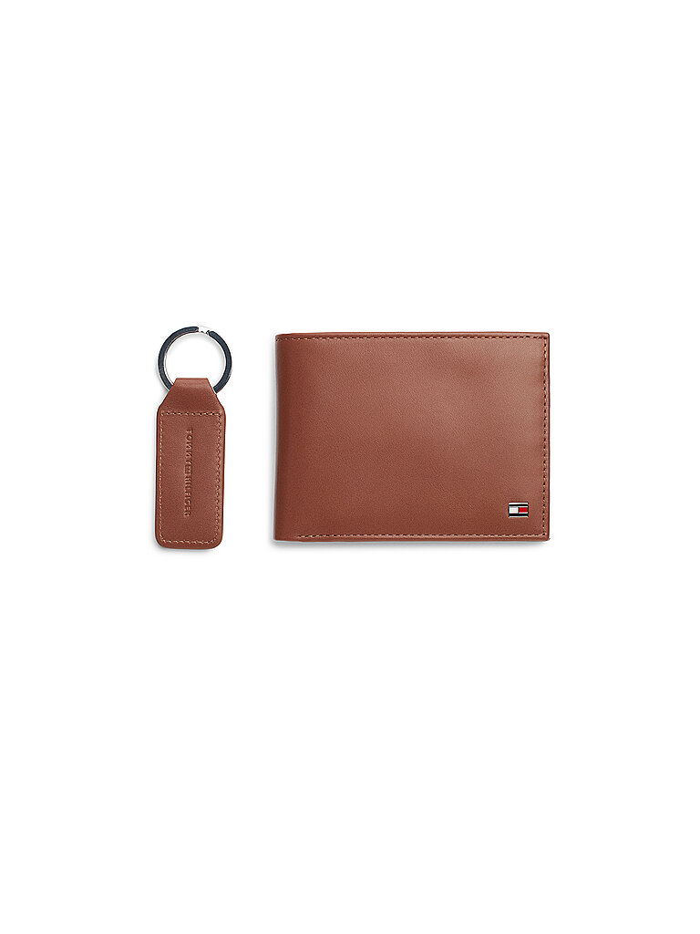 Set de regalo de cartera y llavero marrón