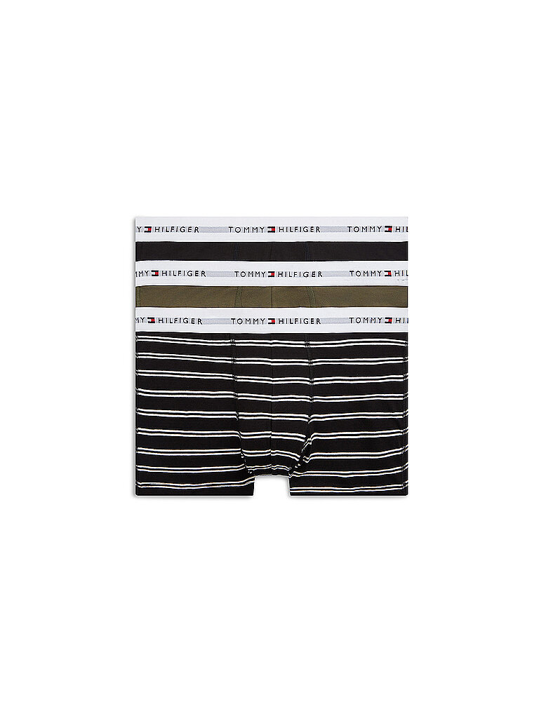 Pants Paquete de 3 negro / verde militar / raya decorativa azul S