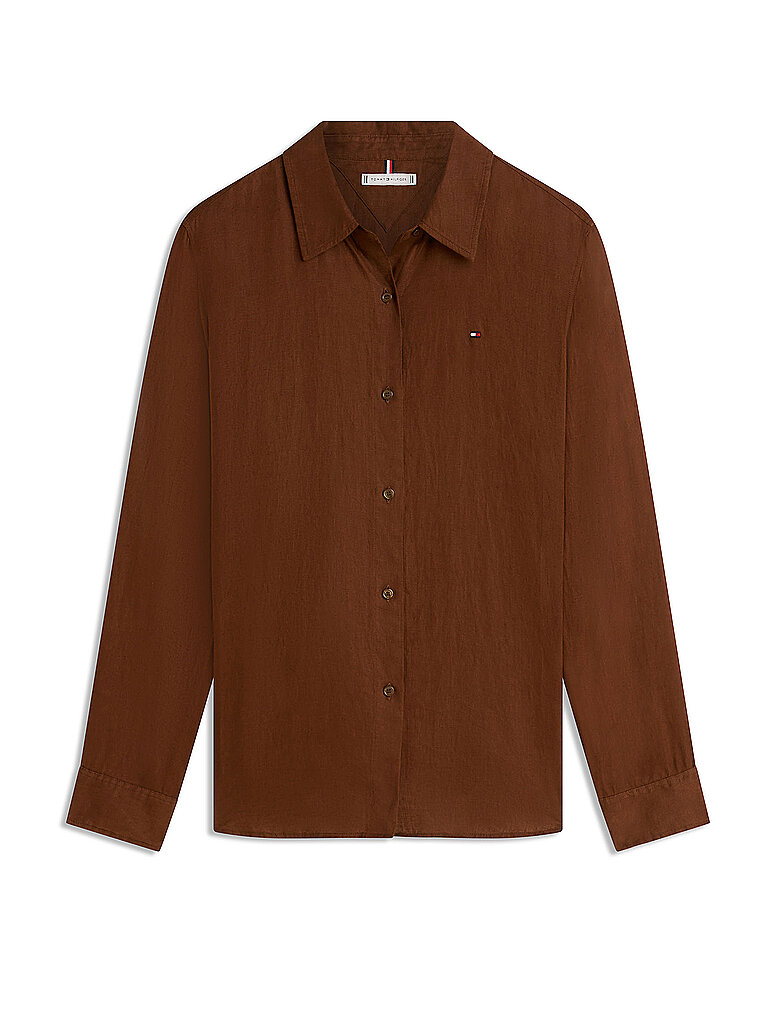 Blusa de lino marrón 40